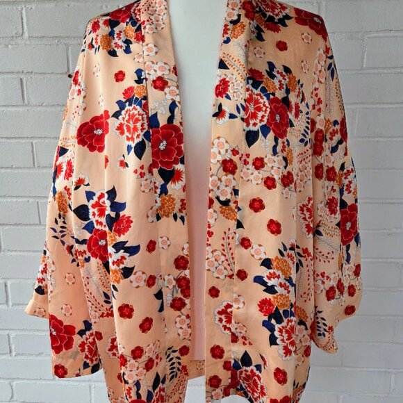 Violet & Claire Floral Kimono Style Jacket/Shirt- Large- Floral Dressing Coat - Picture 10 of 13